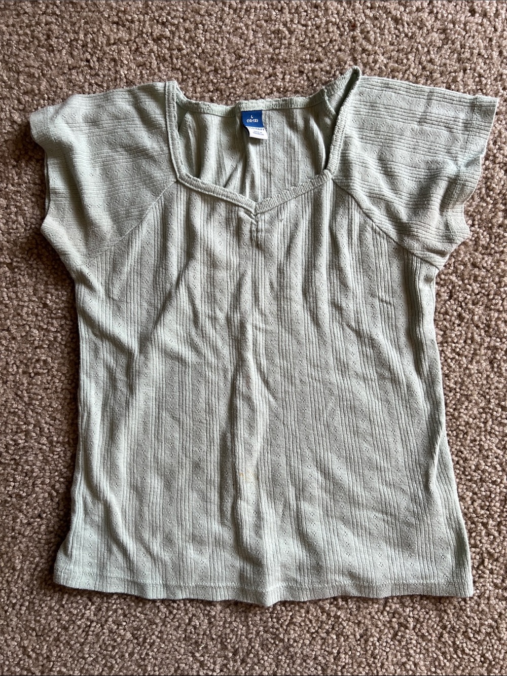 Old Navy Light Green Ribbed Short Sleeve Top